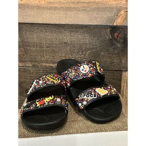 Custom Blinged Crocs Slides. Rhinestones, Charms, Vinyl STEELERS Size M8‎ W10